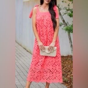 Renee C. Red Lace Maxi Dress